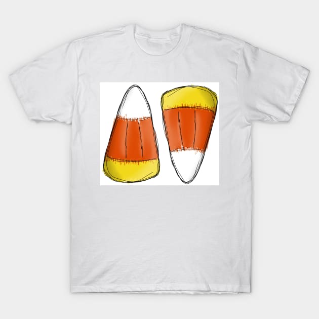 Dark and Gritty Candy Corn Sketch halloween candy T-Shirt by MacSquiddles